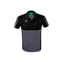 Erima Sport-Polo Six Wings (100% Polyester, quick-drying, comfortable to wear) grey/black Men