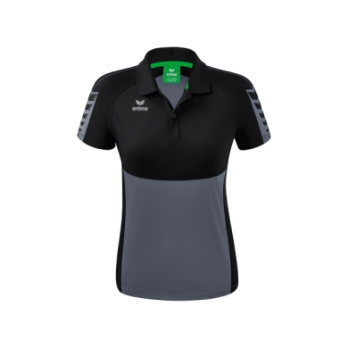 Erima Sport-Polo Six Wings (100% Polyester, tailored cut, quick-drying) grey/black Women