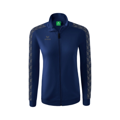 Erima Team Tracktop Essential Sports Jacket - comfortable, ribbed cuffs, side pockets - navy blue/grey Women