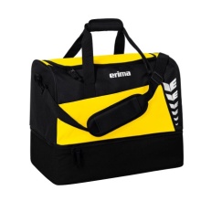 Erima sports bag Six Wings with bottom compartment (Size S - 35 litres) yellow/black 40x25x35cm