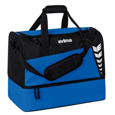 Erima sports bag Six Wings with bottom compartment (size M - 60 liters) royal blue/black 50x30x40cm