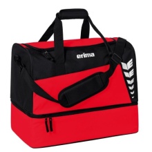 Erima sports bag Six Wings with bottom compartment (size M - 60 liters) red/black 50x30x40cm