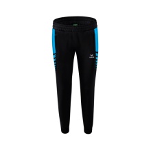 Erima Training Pants Six Wings Worker long (100% Polyester, sporty fit) black/curacao blue Women