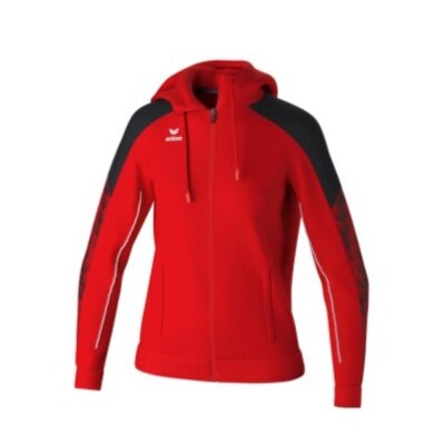 Erima Evo Star Training Jacket with Hood (high wearing comfort) red/black Ladies