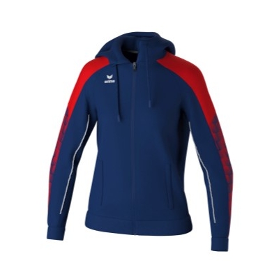 Erima Evo Star Training Jacket with Hood (high wearing comfort) navy blue/red Ladies