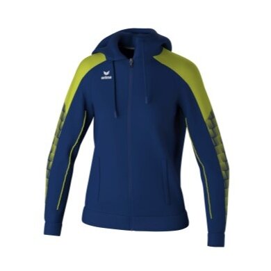 Erima Evo Star Training Jacket with Hood (high wearing comfort) navy blue/lime green Ladies