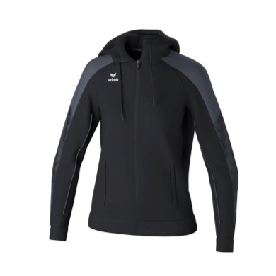 Erima Evo Star Training Jacket with Hood (high wearing comfort) black/grey Ladies