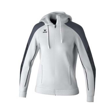 Erima Training Jacket Evo Star with Hood (high wearing comfort) white/black ladies