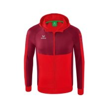 Erima Training Jacket Six Wings with Hood (Cotton Blend, Soft and Comfortable) Red/Bordeaux Boys