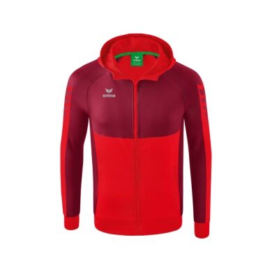 Erima Training Jacket Six Wings with Hood (Cotton Blend, Soft and Comfortable) Red/Bordeaux Boys