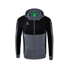 Erima Training Jacket Six Wings with Hood (Cotton Blend, Soft and Comfortable) Grey/Black Boys