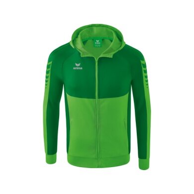 Erima Training Jacket Six Wings with Hood (Cotton Blend, Soft and Comfortable) Green/Emerald Boys