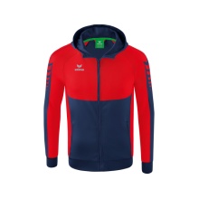 Erima Training Jacket Six Wings with Hood (Cotton Blend, Soft and Comfortable) Navy Blue/Red Boys