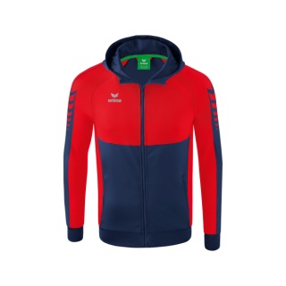 Erima Training Jacket Six Wings with Hood (Cotton Blend, Soft and Comfortable) Navy Blue/Red Men