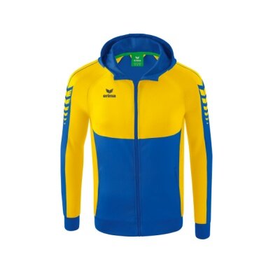 Erima Training Jacket Six Wings with Hood (Cotton Blend, Soft and Comfortable) Navy Blue/Yellow Men