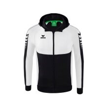 Erima Training Jacket Six Wings with Hood (Cotton Blend, Soft and Comfortable) Black/White Men