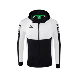 Erima Training Jacket Six Wings with Hood (Cotton Blend, Soft and Comfortable) Black/White Men