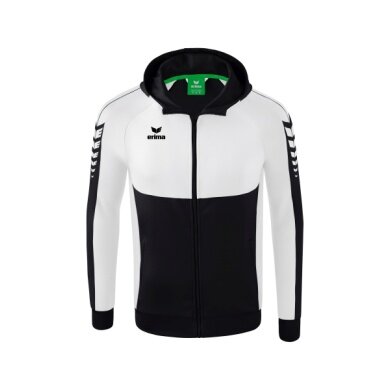 Erima Training Jacket Six Wings with Hood (Cotton Blend, Soft and Comfortable) Black/White Boys