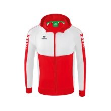 Erima Training Jacket Six Wings with Hood (Cotton Blend, Soft and Comfortable) Red/White Boys