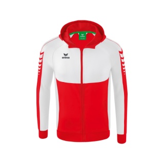 Erima Training Jacket Six Wings with Hood (Cotton Blend, Soft and Comfortable) Red/White Men