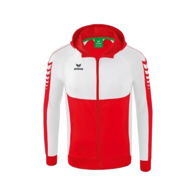 Erima Training Jacket Six Wings with Hood (Cotton Blend, Soft and Comfortable) Red/White Boys