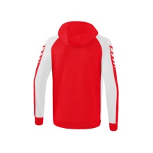 Erima Training Jacket Six Wings with Hood (Cotton Blend, Soft and Comfortable) Red/White Boys