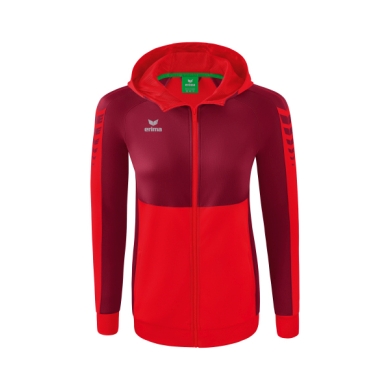 Erima Training Jacket Six Wings with Hood (Cotton Blend, Soft, Comfortable, Tailored Cut) Red/Bordeaux Women