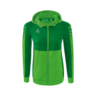 Erima Training Jacket Six Wings with Hood (Cotton Blend, Soft, Comfortable, Tailored Cut) Green/Emerald Women