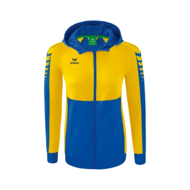 Erima Training Jacket Six Wings with Hood (Cotton Blend, Soft, Comfortable, Tailored Cut) Navy Blue/Yellow Women