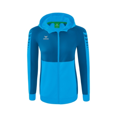 Erima Training Jacket Six Wings with Hood (Cotton Blend, Soft, Comfortable, Tailored Cut) Curacao Blue Women