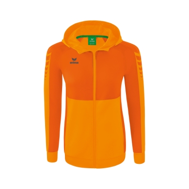 Erima Training Jacket Six Wings with Hood (Cotton Blend, Soft, Comfortable, Tailored Fit) Orange Women