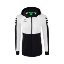 Erima Training Jacket Six Wings with Hood (Cotton Blend, Soft, Comfortable, Tailored Cut) Black/White Women