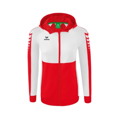 Erima Training Jacket Six Wings with Hood (Cotton Blend, Soft, Comfortable, Tailored Cut) Red/White Women