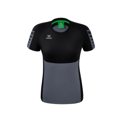 Erima Sport-Shirt Six Wings (100% Polyester, tailored cut, quick-drying) grey/black Women