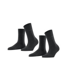 Esprit Day Socks Crew Basic Uni (soft cotton) anthracite grey Women - 2 Pairs