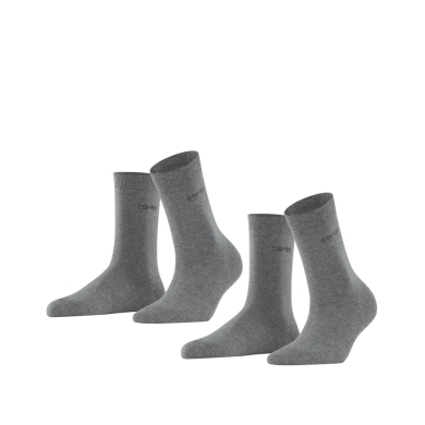 Esprit Day Socks Crew Basic Uni (soft cotton) light grey Women - 2 Pairs