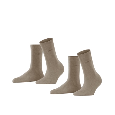 Esprit Daily Socks Crew Basic Uni (soft cotton) light brown Women - 2 pairs