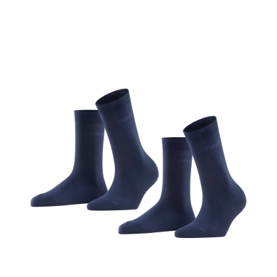 Esprit Daily Socks Crew Basic Plain (soft cotton) navy blue Women - 2 pairs