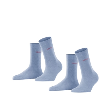 Esprit Day Socks Crew Basic Plain (soft cotton) denim blue Women - 2 Pairs