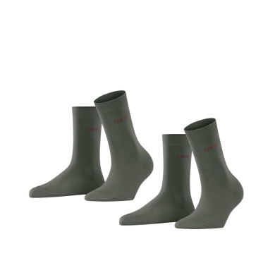 Esprit Daily Socks Crew Basic Uni (soft cotton) dark green Women - 2 Pairs