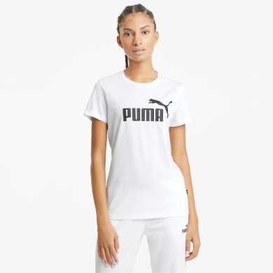 Puma Fitness Shirt Essentials Logo (100% Cotton) White Women