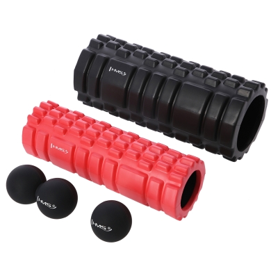 HMS Fitness Set Pro2 FSBM (2in1 Massageroll, Single Ball and Duoball) black/red