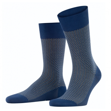 Falke Day Sock Crew Uptown Tie (stylish design, cotton) royal blue Men - 1 Pair