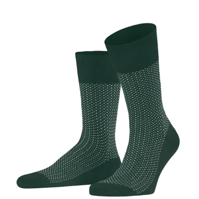 Falke Day Sock Crew Uptown Tie (stylish design, cotton) dark green Men - 1 Pair