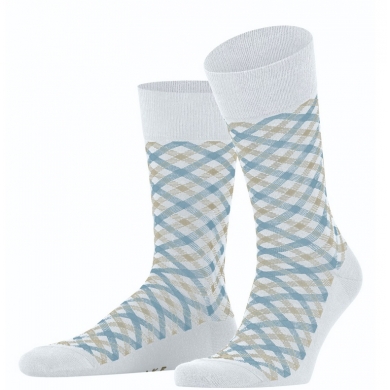 Falke Day Sock Crew Smart Check (stylish design, cotton) white Men - 1 Pair