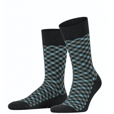 Falke Daily Sock Crew Smart Check (stylish design, cotton) black Men - 1 Pair