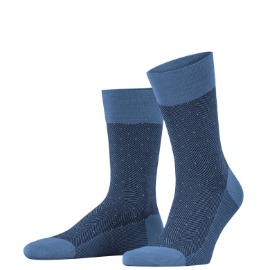 Falke Day Sock Crew Sensitive Herringbone (light, temperature-regulating merino wool) blue Men - 1 Pair