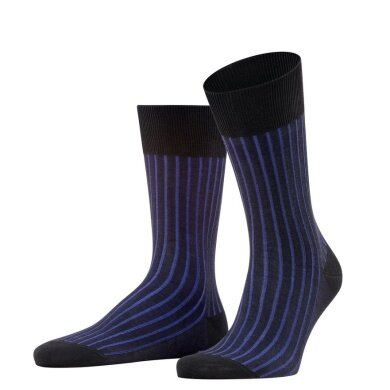 Falke Day Sock Crew Shadow (Business sock made of mercerized cotton) black/blue Men - 1 Pair