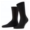 Falke Day Sock Crew Milano (elegant ribbed structure, cotton) black Men - 1 Pair