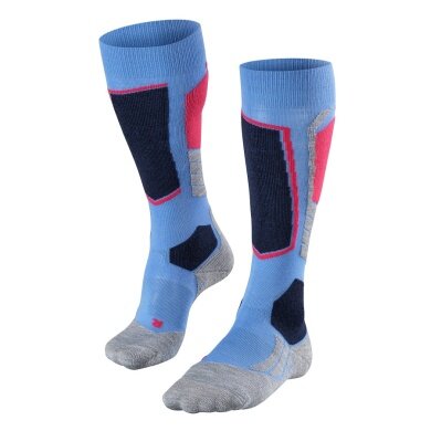 Falke Ski Sock SK2 (Allrounder Ski Sock, Merino Wool Mix) Blue/Black/Pink Women - 1 Pair